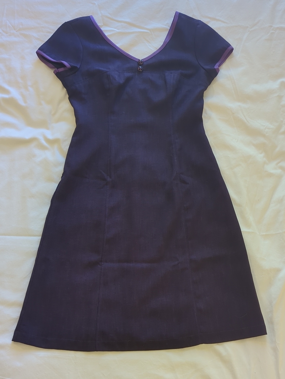 Classic V-Neck Short Sleeve Dress in Purple - Mandala Designs